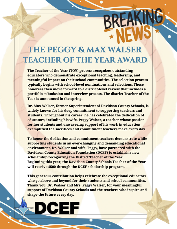 DCEF Teacher of the Year Scholarship 2026